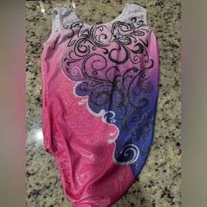 Pink and Blue Swirl Kids Leotard